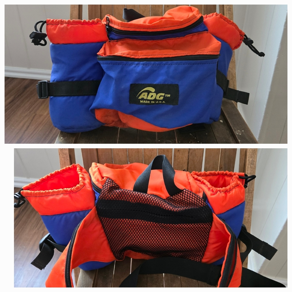Orange and Blue Men's Bag ADG Waist Bag Large With Bottle Holders